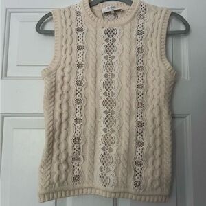 Sea New York Cream Cable Knit Sleeveless Top